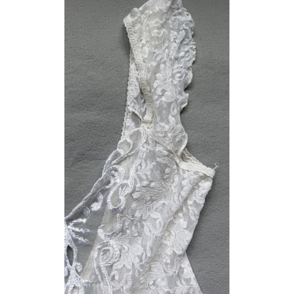 VTG Lace Delicates Coquette White Lace Satin Ballerina Babydoll Slip Lingerie L - Picture 7 of 16